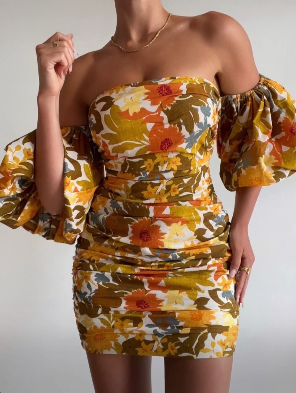 Showpo Amalie The Label Ariesey Off-shoulder Puff Sleeve Mini Dress Size 10